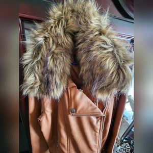 VEGAN Leather Furry Bomber Winter Jacket